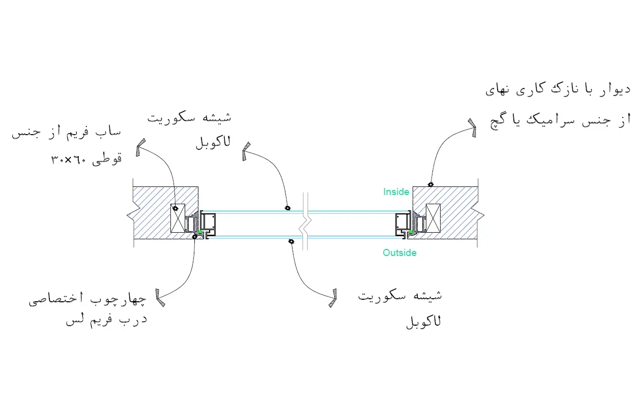 دیتیل درب فریم لس شیشه ای