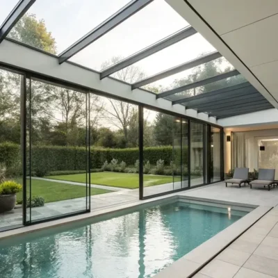 درب شیشه ای استخر